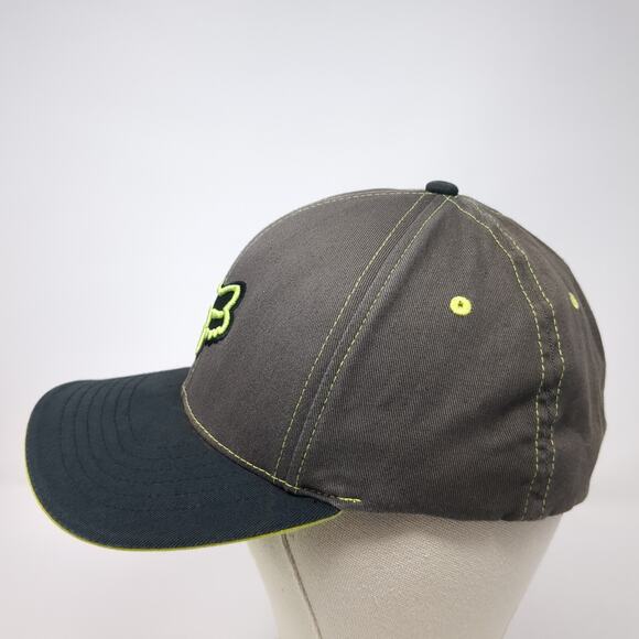 Fox Fitted Baseball Hat Gray XL Embroidered Logo Flexfit Colorblock - Picture 3 of 9